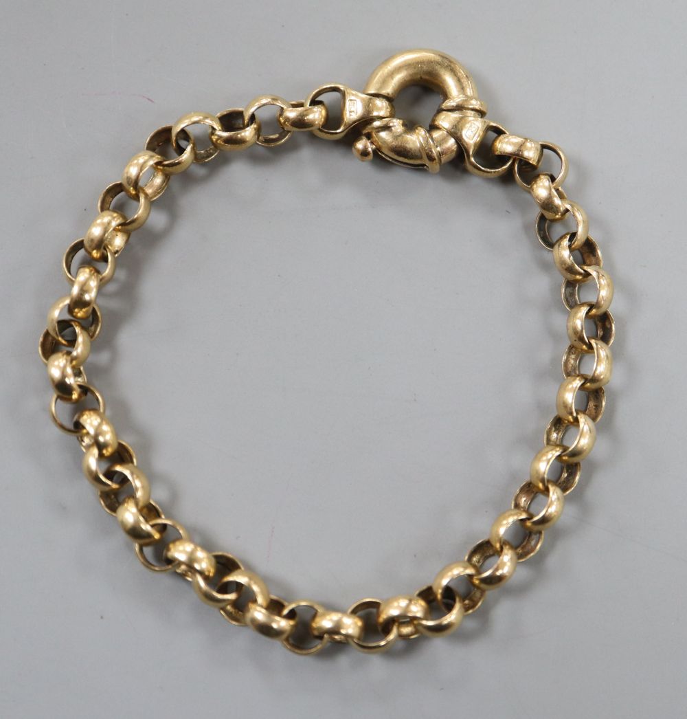 An early 20th century 9ct circular link bracelet, 19cm, 10.5 grams.